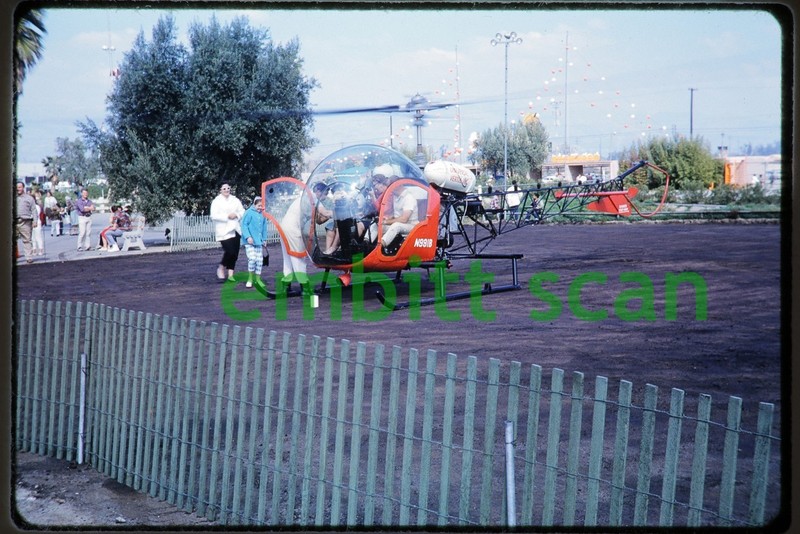 Original Slide, Universal Vertol Inc. Bell 47G-2 (N991B) San Bernardino CA, 1962