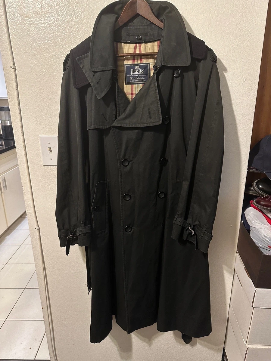 Manteau Trench Vintage Herno Pour Homme - Taille 46, Coton, Beige - Occasion Très Bon état