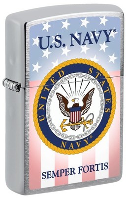 Zippo Lighter- US Navy Semper Fortis Brushed Chrome Windproof Lighter Z5216