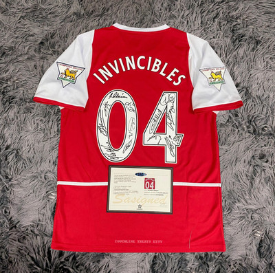 Arsenal FULL 2004 SIGNED Invincibles Team PRINTED Signature Jersey + COA 03 / 04