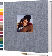 Large Self-Adhesive Photo Album Linen Cover 40 Pages Magnetic Scrapbook Gray