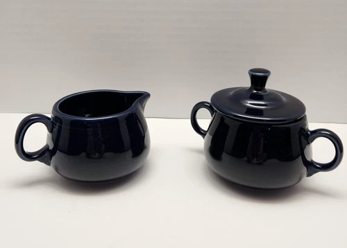 Fiestaware Sugar And Creamer Set Cobalt Blue
