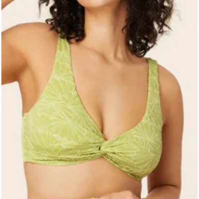 NWT Andie Women's The Portofino Bikini Swim Top Floral Daiquiri Textured Green S
