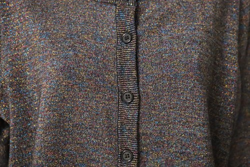 Modcloth Womens half sleeve Rainbow Metallic Sweater Cardigan size XL - Picture 2 of 5