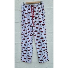 Mickey Mouse Pajama Pants Mens Large White Red Green Christmas Tree Drawstring