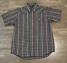 Wrangler Mens Shirt Size 17 Pearl Snap X-Long Tails Single Needle Tailor G2