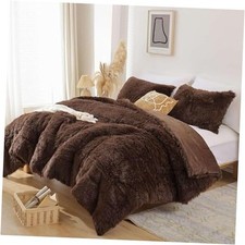 Fluffy Size Comforter Set, Faux Fur Comforter Set, Luxury Fuzzy Full Coffee