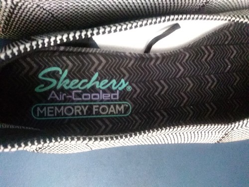 Skechers Cleo Emerald Black White Flats Slip On Washable 158021 Women Sz 7.5 NEW - Picture 5 of 7