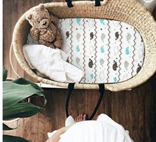 Stretch Fitted Bassinet Sheet Set 2 Pack Cradle Sheets for Bassinet Pad/Mattres