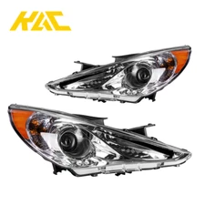 FOR 2011-2014 Hyundai Sonata Right & Left Chrome Housing Amber Corner Headlight
