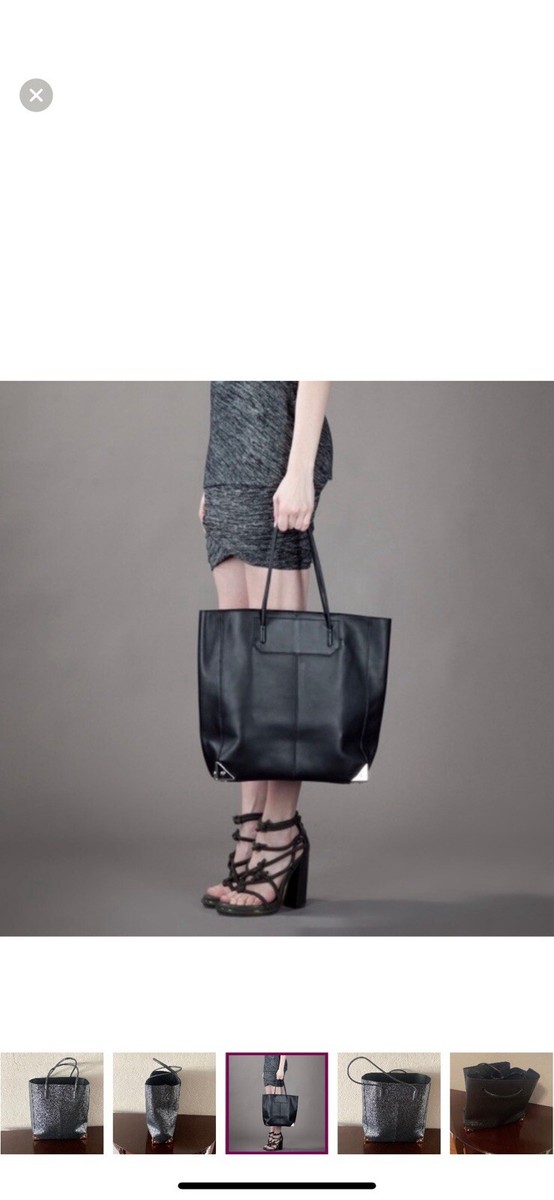 Alexander Wang Prisma Tote Bag Large Black Pebbled Leather Tote
