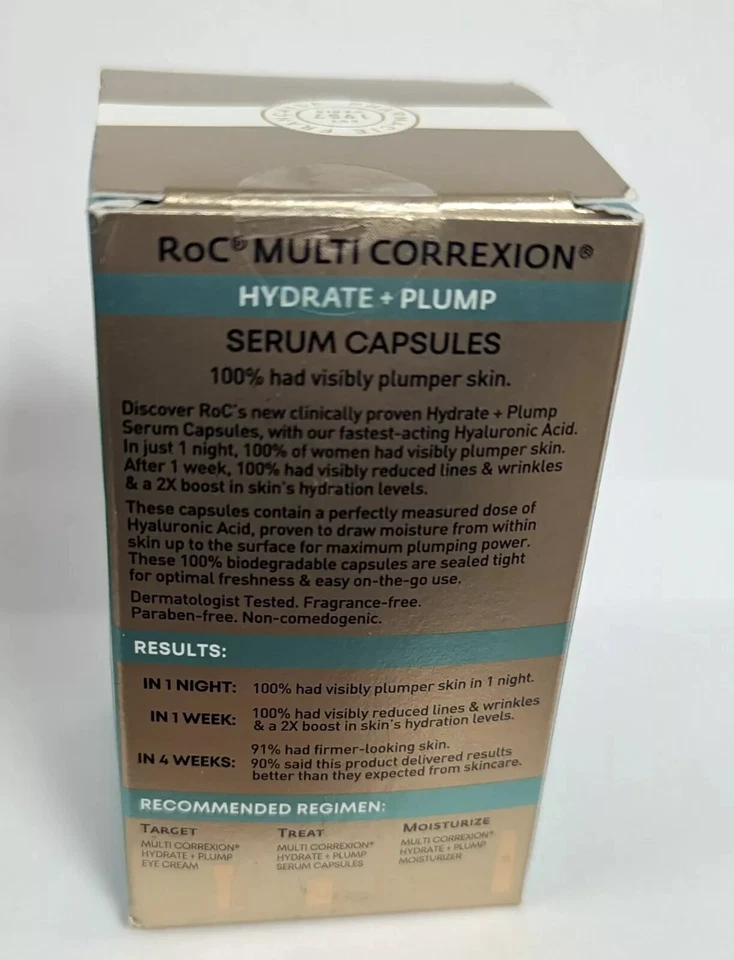 ROC MULTI CORREXION HYDRATE + PLUMP NIGHT SERUM CAPSULES 30 COUNT NIB - Image 3 of 4