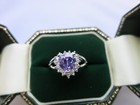 White Metal Ring Size 6,7 8 Brilliant Heart Shaped Purple Glass Stone Fashion