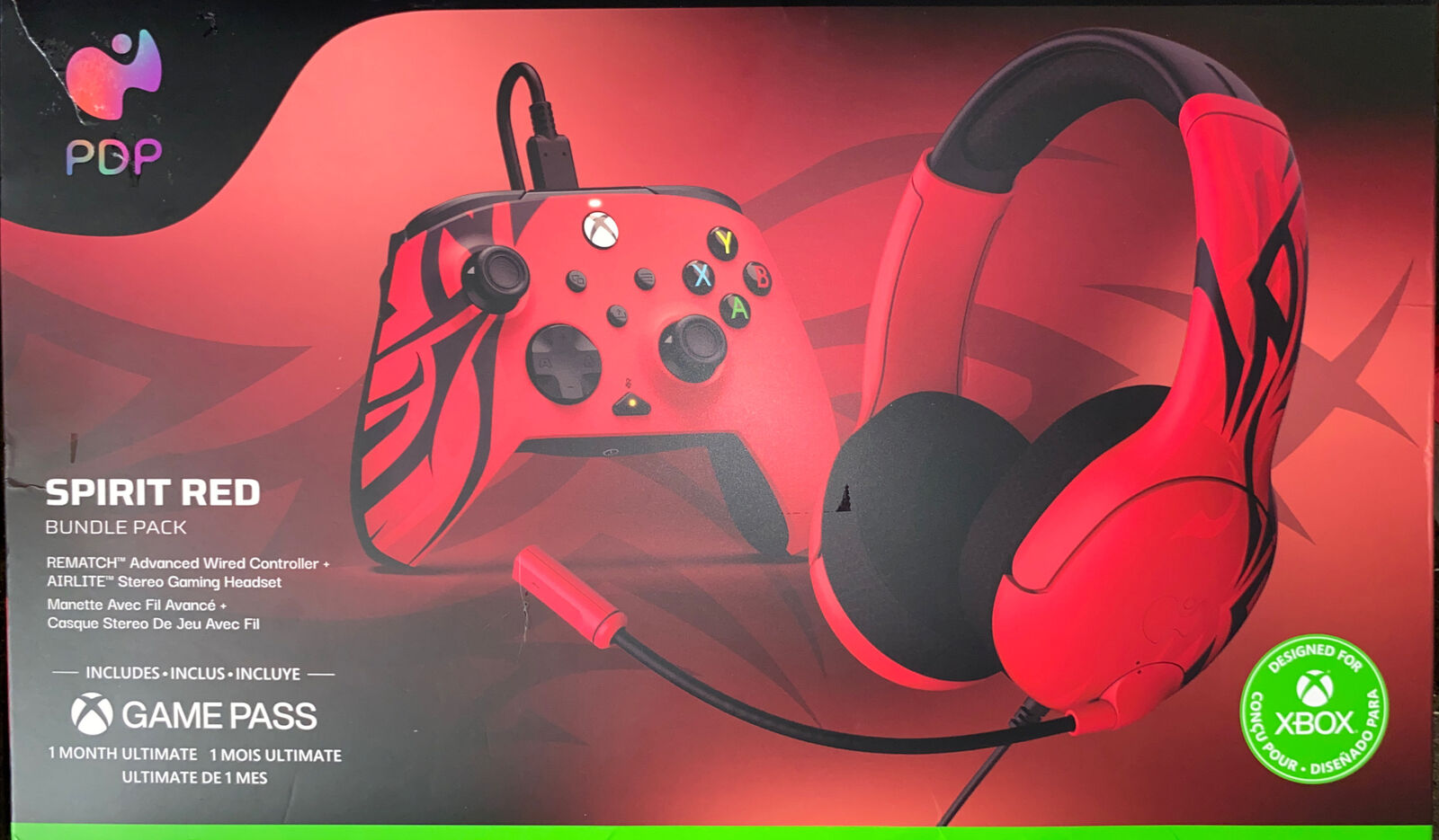 Xbox Series X|S Spirit Red AIRLITE Headset/REMATCH Controller Bundle by PDP