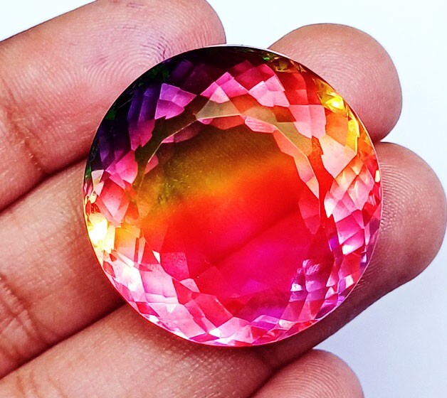 Watermelon Tourmaline 66.50 Ct Certified Loose Gemstone Round Cut