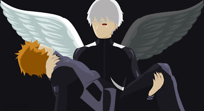 Anime white hair orange minimalist wings ken kaneki Playmat Gaming Mat