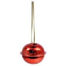 CHRISTMAS JINGLE BELLS Red Crafting Ornaments with Gold Loops 1.5" 9/PK Bell