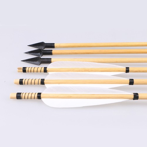6pcs 31.5 inches Wooden Arrows Feather Target Practice Arrows Archery Shooting - Picture 44 of 45