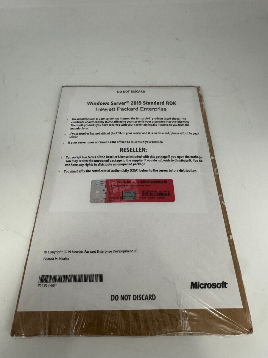 Microsoft Windows Server 2019 Standard ROK Hewlett Packard Microsoft Windows Server 2019 Standard ROK Hewlett Packard