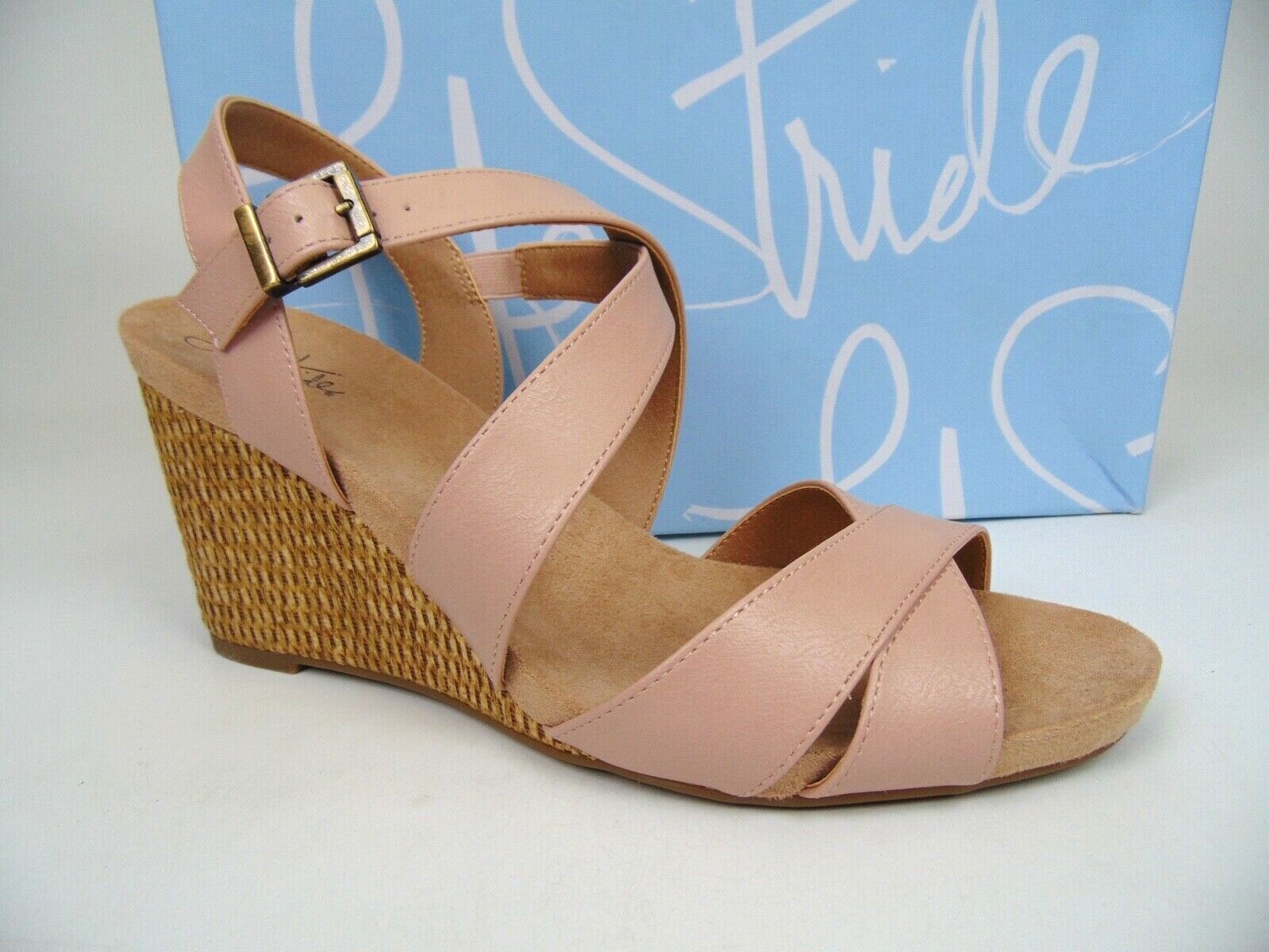 blush sandals wedge