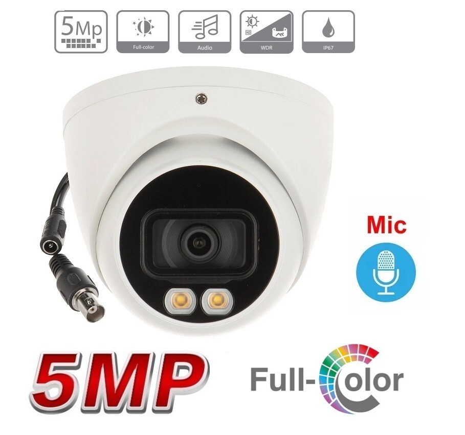 Coax BNC 5MP Dual Light Full Color HDCVI Dome Camera Mic Audio over Coax
