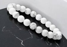 Bracelets extensibles en perles de pierres précieuses rondes lisses blanches ...