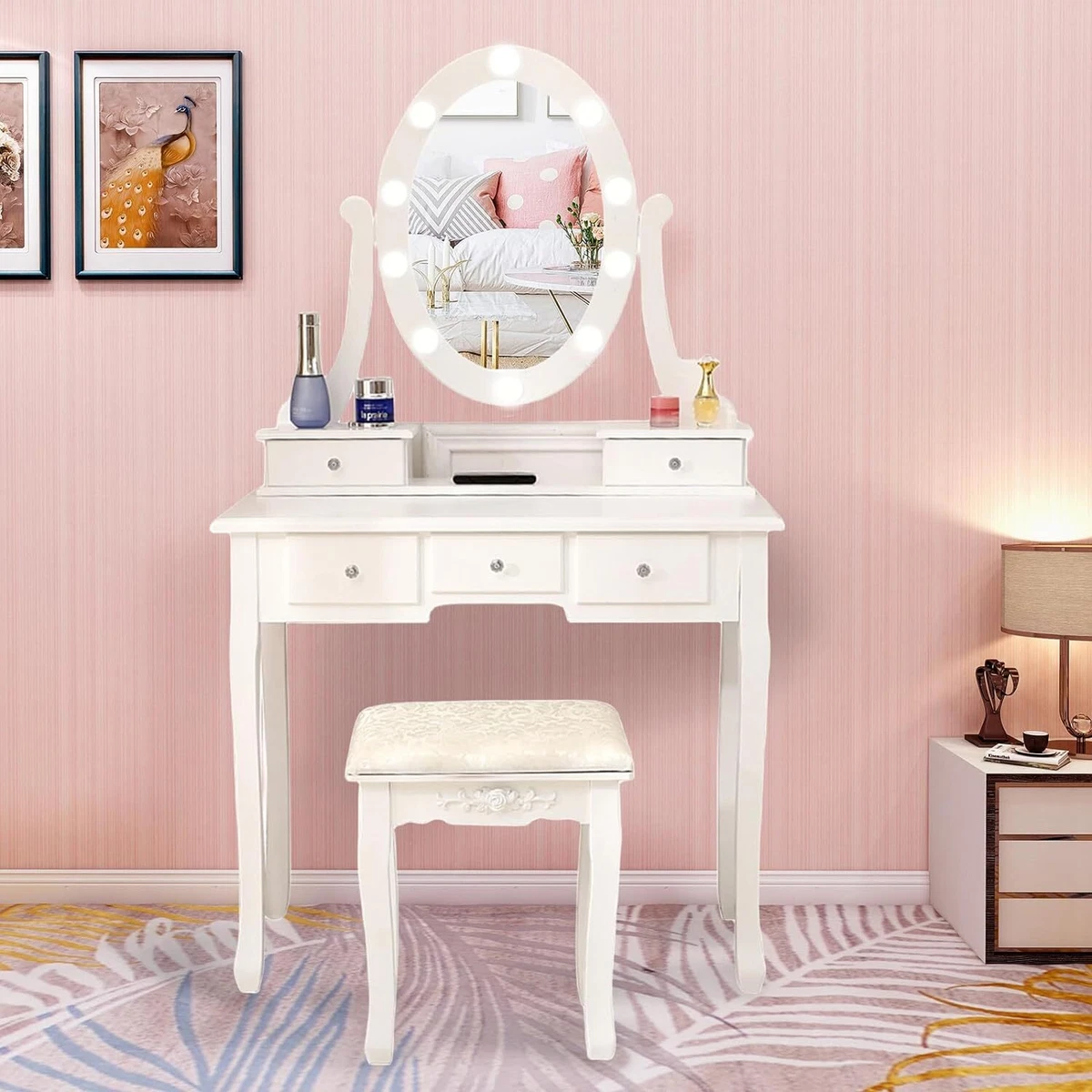 Girls dressing best sale table with lights
