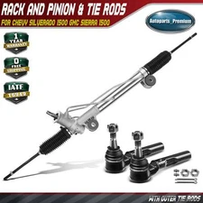 Power Steering Rack and Pinion + Outer Tie Rods for Chevy Silverado Sierra 1500