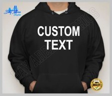 CUSTOM BLACK HOODIE Fleece Hooded Sweatshirt -YOUR/ LOGO /DESIGN /TEXT /TEAM-