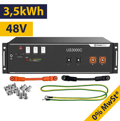 Pylontech US3000C 3,5kWh LiFePO4 48V Speicher inkl. BMS (0%MwSt)