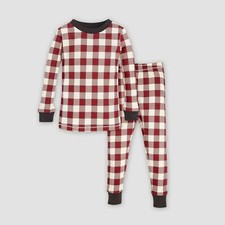 Burt's Bees Baby Organic Cotton Family Jammies Red White Check 2 Pc Pajama Set