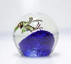 Vintage Murano Art Glass Shrimp Aquarium Motif Round Paperweight Sculpture