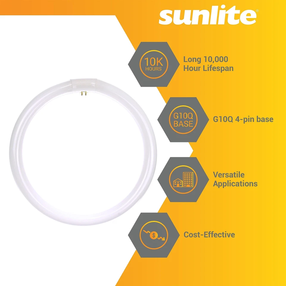 Sunlite T9 Round Fluorescent Circline Lamp 3000K Warm White 32W G10Q 2600 Lumen - Image 3 of 4