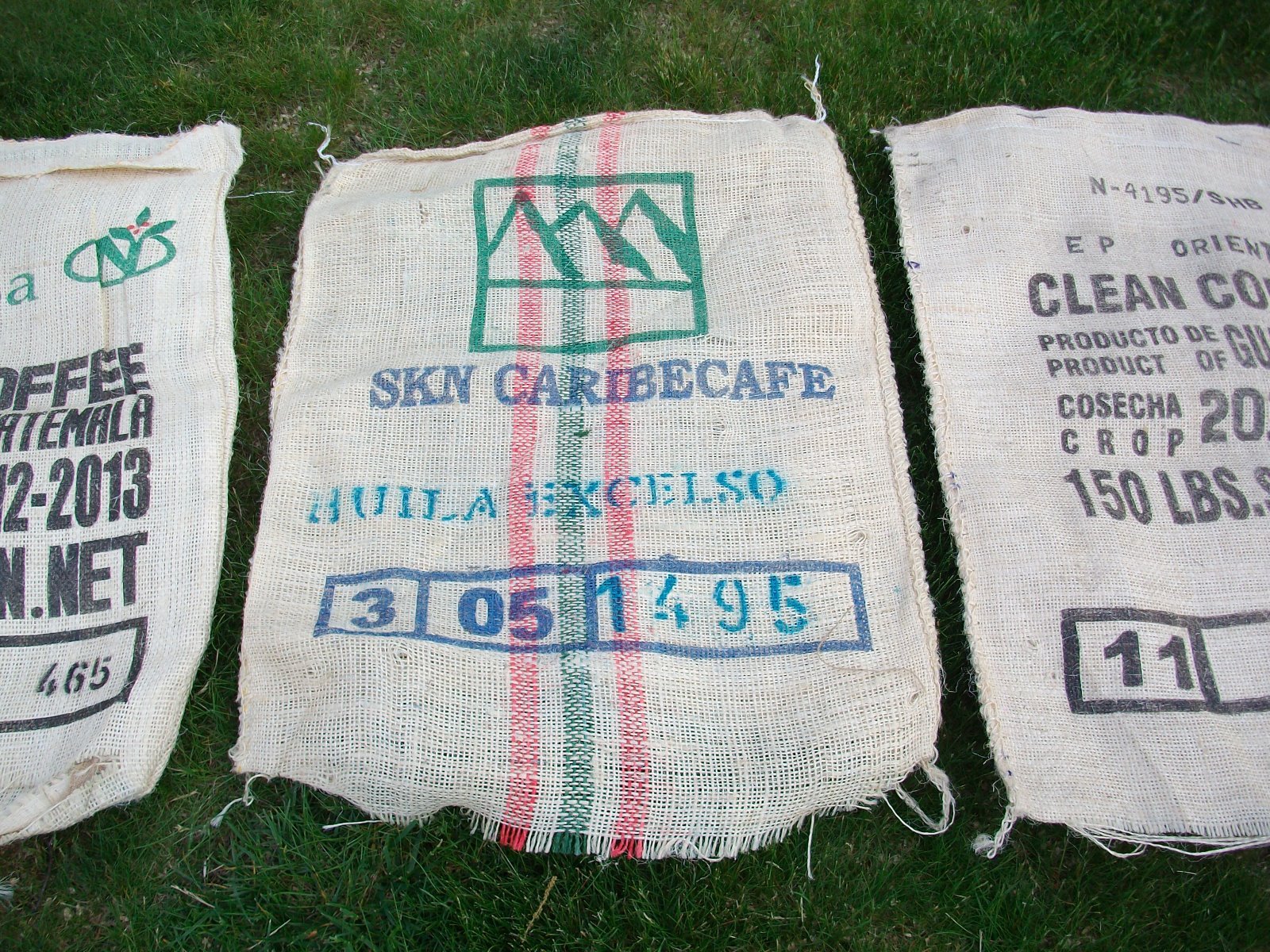 Set of 3 Burlap Coffee Bean BagsGunnySack/PotatoRace/Sandbag/Storage