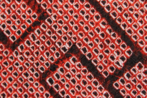 vintage Japanese silk shibori fabric artisan hand tie dye red brown dot 6 - Picture 15 of 24