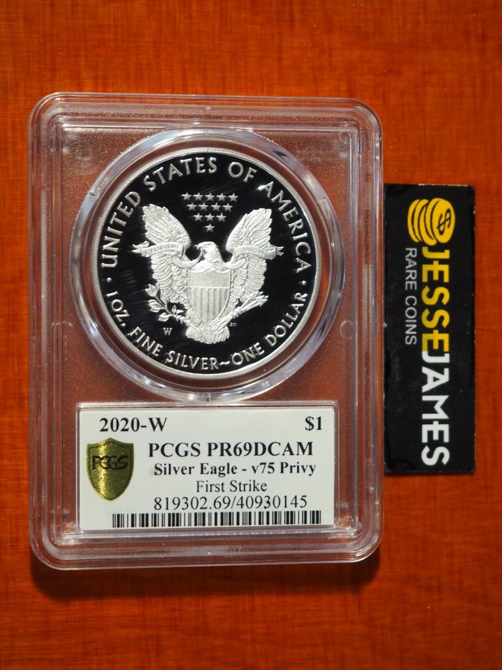 2020 W PROOF SILVER EAGLE WORLD WAR II V75 PRIVY PCGS PR69 DCAM FIRST