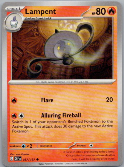 Pokemon - Obsidian Flames - 037/197 Lampent - NM/M