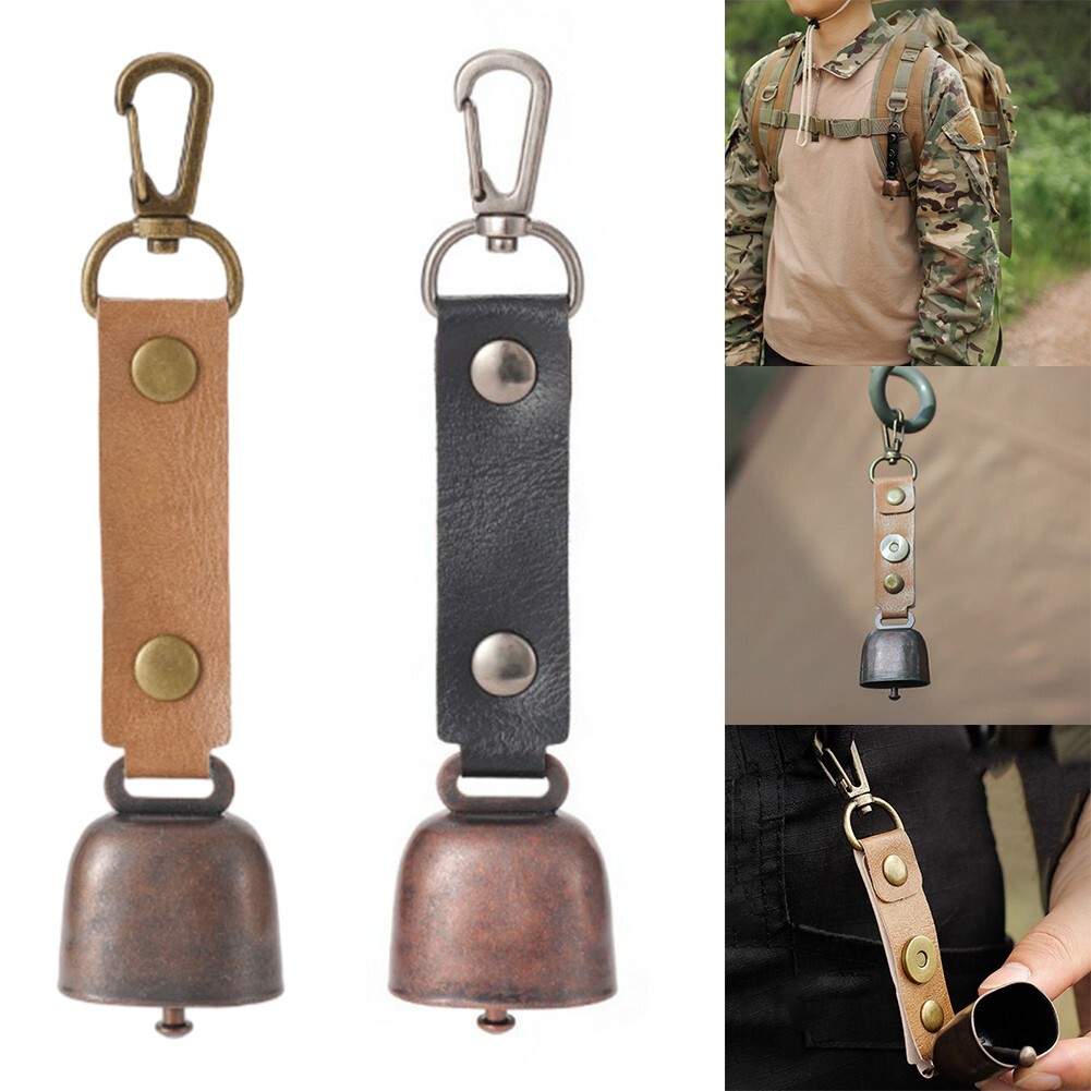 Functional Metal Cowbell Keychain for Outdoor For Camping with Pet Bear