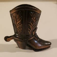 Vintage Miniature Die-Cast Metal Cowboy Boot Pencil Sharpener