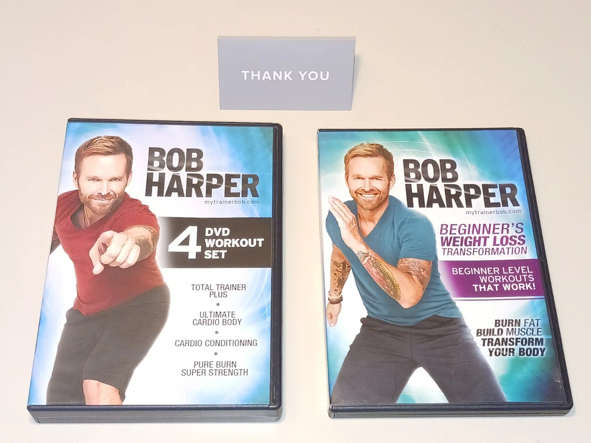 Bob Harper 4 DVD Workout Set Beginner s weight loss 5 total Cds VG lot