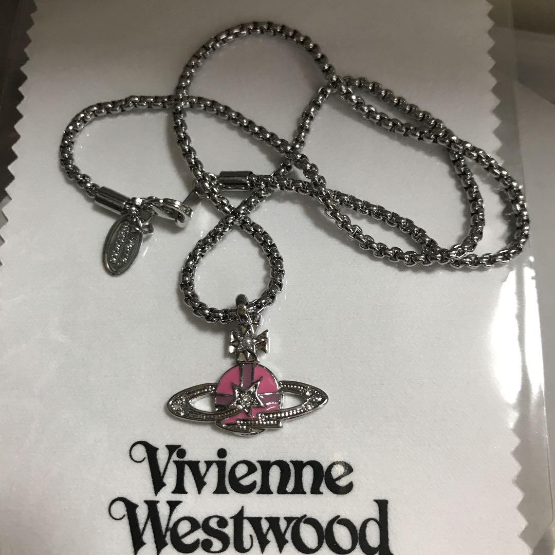 Vivienne Westwood Necklace Shooting Star Orb Silver Pink NO