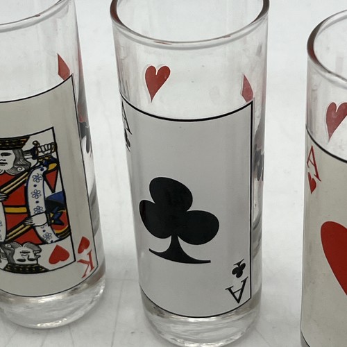 6 Luminarc Playing Card Shot Glasses 2oz Bar Ware Poker Night - Picture 7 of 10