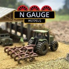 PAINTED- N Scale Gauge 1:148 Farm Tractor  Cultivator Plough Field 1:160 