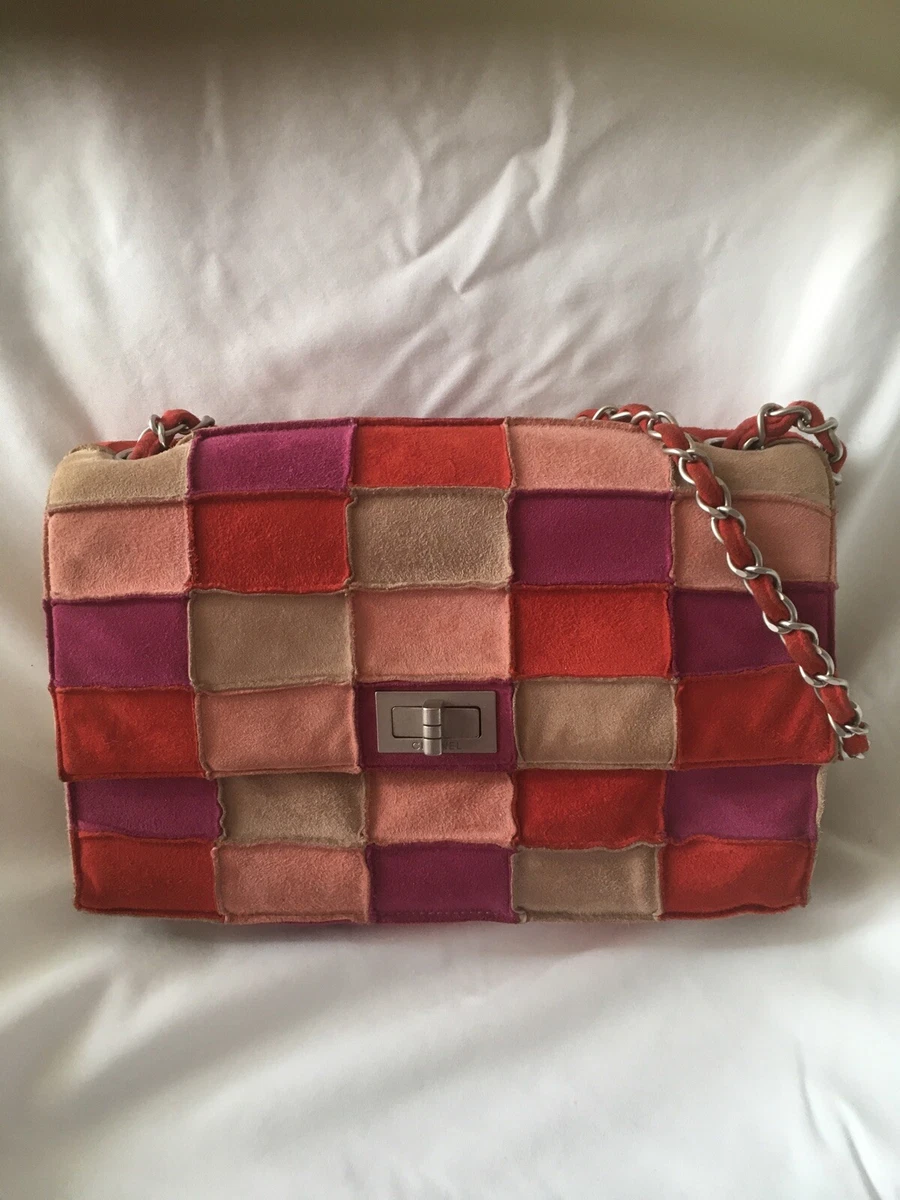 Authentic Chanel Multicolor Suede Handbag Purse