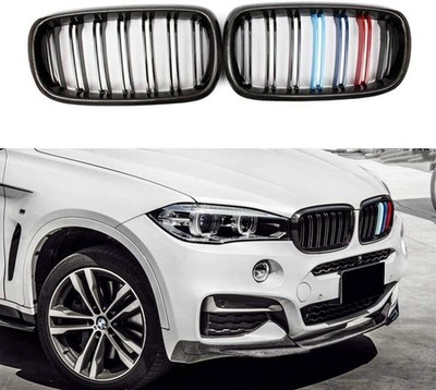 Carbon Fiber Front Grille Kidney Dual Line Slat For BMW X5 F15 X6 F16 M Color