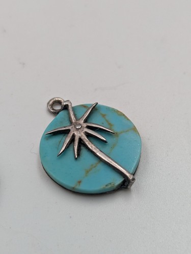 Vintage Mexico Sterling Silver Turquoise Palm Tree Charm Pendants - Picture 2 of 5