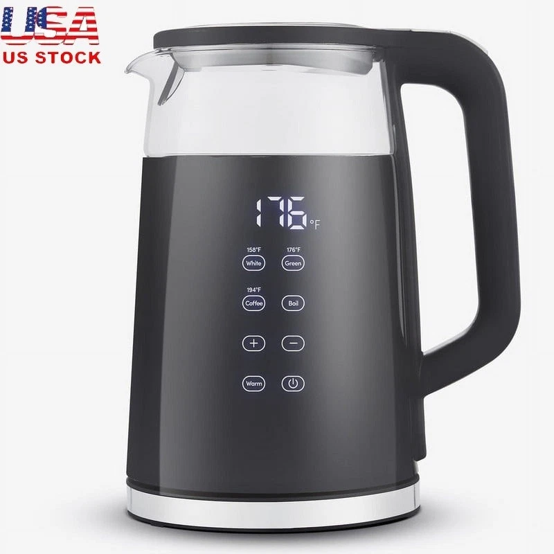 1.7L Electric Kettle Touchscreen Adjustable Temp Fast Boil Cordless 360° Base US