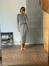 Long light grey winter maxi dress, Sandwich woman clothing size L