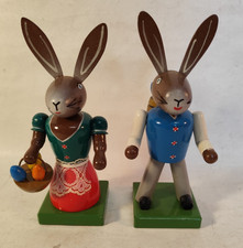DDR Hase Hasenpaar Osterhase Ostern Ostereier Kiepe Osterdeko Wandersleute