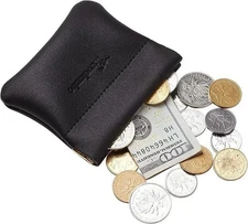 Travelambo Leather Squeeze Coin Purse Pouch Change Holder For Men And Women